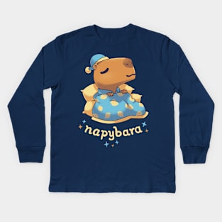 Napybara cute capybara nap Kids Long Sleeve T-Shirt